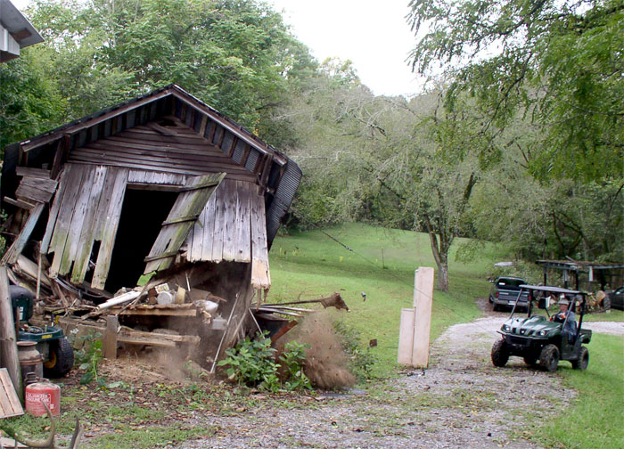 smokehouse coming down